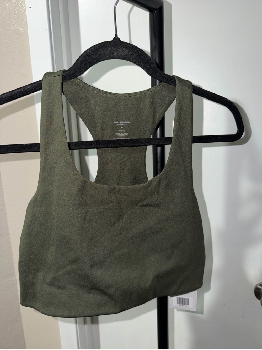 NWT Girlfriend Collective Paloma Bra Moss Green Longline Sports Bra Racerback